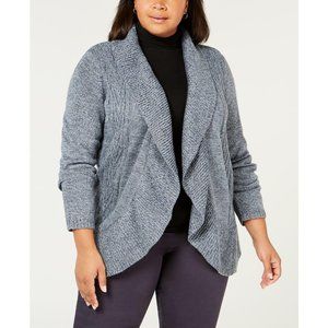Karen Scott Women's Top 1X Open Front Cocoon Cardigan Sweater Blue Mirage 1X